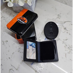Geek Squad 2 Badge Holders and Tin Black Orange One Size